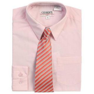 Pink Button Up Dress Shirt Dark Pink Striped Tie Set Toddler Boys 3T