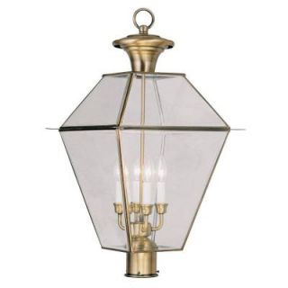 Filament Design Providence 4 Light 15.25 in. Antique Brass Outdoor Post Head Lantern CLI MEN2388 01