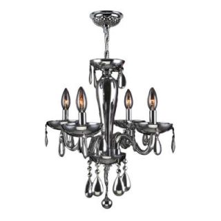 Worldwide Lighting Gatsby Collection 4 Light Chrome Blown Glass Chandelier with Crystals W83126C16 CH