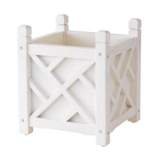 DMC Chippendale 14 in. Square White Wood Planter 70202