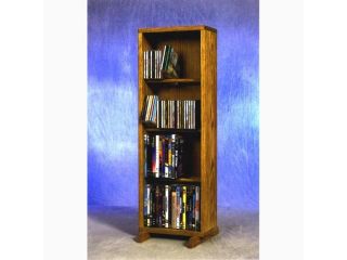 The Wood Shed 12.25"W Solid Oak 4 Row Dowel CD / DVD Cabinet Tower 415 12 Combo