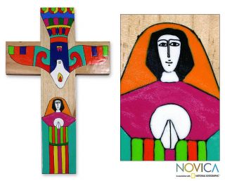 Handcrafted Holy Spirit Pinewood Cross (El Salvador)  