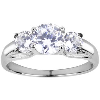 Stainless Steel Cubic Zirconia 3 stone Engagement style Ring