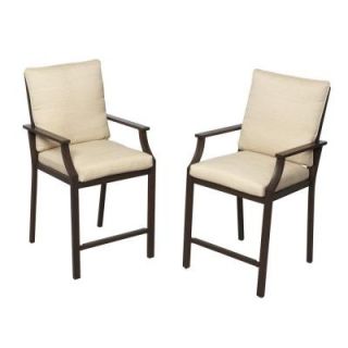 Hampton Bay Millstone Patio High Dining Chair with Desert Sand Cushion (2 Pack) FCA65098H TPK