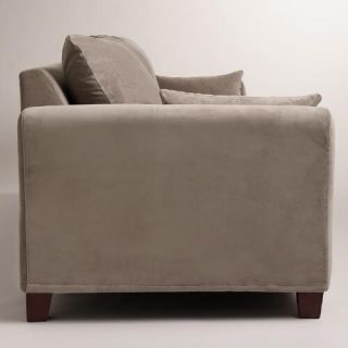 Gray Mink Velvet Luxe 3 Seat Sofa Slipcover