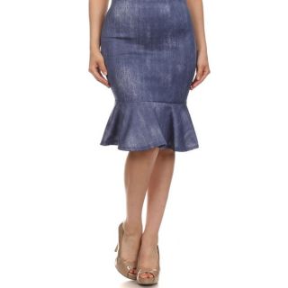 Womens Plus Size Fit and Flare Denim Skirt   17729776  