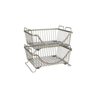 Ashley 12.875 in. W x 10.875 in. D x 6.625 in. H Stacking Basket Tray in Satin Nickel Powder Coat 20077