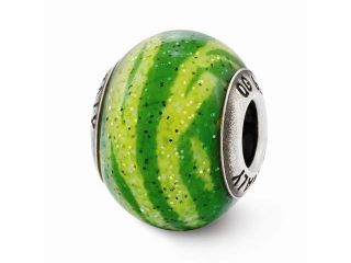 Sterling Silver Reflections Italian Green Stripes Bead