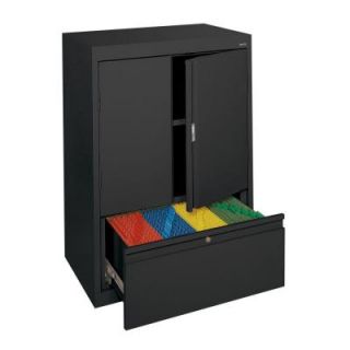 Sandusky System Series 30 in. W x 42 in. H x 18 in. D Counter Height Storage Cabinet with File Drawer in Black HFDF301842 09