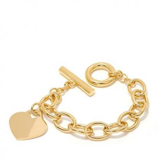 Bellezza Bronze High Polished Heart Dangle Oval Link Bracelet   7882527