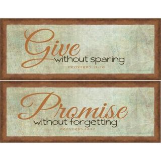 Framed Graphic "Give" Wall Art, 26" x 10", Set of 2