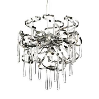 Dainolite Lighting 18 in W Apollo Polished Chrome Crystal Accent Pendant Light with Crystal Shade