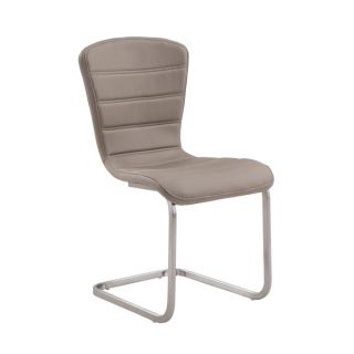 Cameo Contemporary Coffee Leatherette Side Chair with Stainless Steel