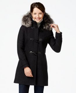 Nautica Faux Fur Trim Duffle Coat   Coats   Women