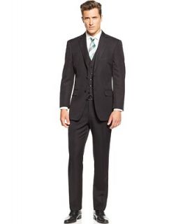 Perry Ellis Portfolio Black Solid Vested Trim Fit Suit   Suits & Suit
