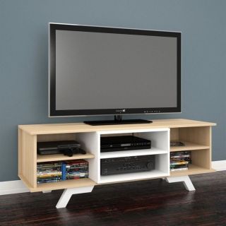 Nexera Stiletto 54" TV Stand Natural Maple and White   104039