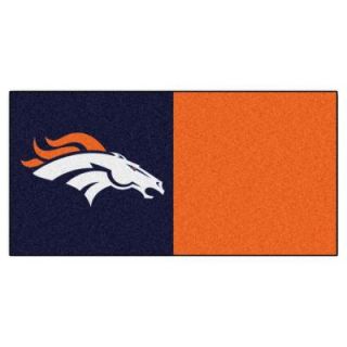 TrafficMASTER NFL   Denver Broncos Navy Blue and Orange Nylon 18 in. x 18 in. Carpet Tile (20 Tiles/Case) 8567