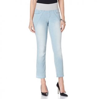DKNY Jeans Sculpted Straight Leg Cropped Pant   Light Toned Wash   7627557