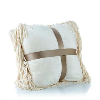 Soft & Cozy Fringe Throw and Pillow   7804981