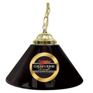 Trademark Global Miller Genuine Draft 14 in. Single Shade Black Hanging Lamp MGD1200