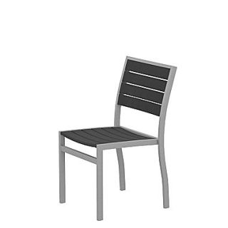 POLYWOOD  Euro Dining Side Chair ; Textured Silver Aluminum Frame / Slate Grey