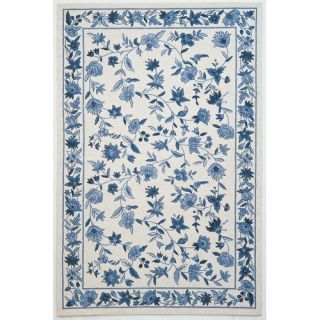 KAS Rugs Colonial Ivory/Blue Floral Area Rug