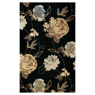 KAS Rugs Elegant Florals Rectangular Black Floral Tufted Wool Area Rug (Common 8 ft x 11 ft; Actual 8 ft x 10.5 ft)