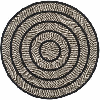 Safavieh Braided Ivory and Black Round Indoor Braided Area Rug (Common 6 x 6; Actual 72 in W x 72 in L x 0.42 ft Dia)
