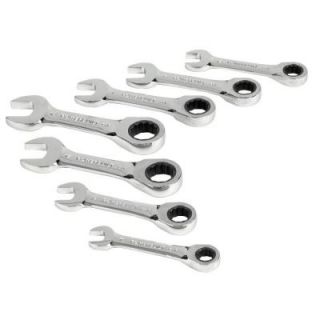 Powerbuilt 9 in. SAE Stubby Ratcheting Wrench Set (7 Piece) 640533
