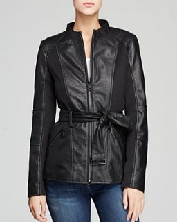 Marc New York Belted Bubble Leather Jacket