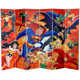 Oriental Furniture 71 x 94.5 Tall Double Sided Justice League Heroes