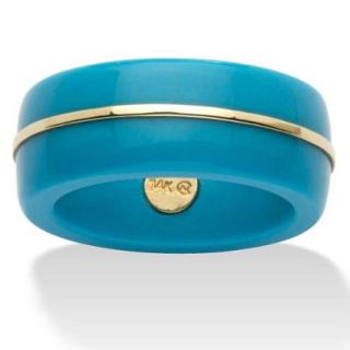 Round Viennese Turquoise 14k Yellow Gold Ring Band   Size 6