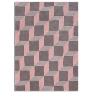 Pink wool Geometric rug