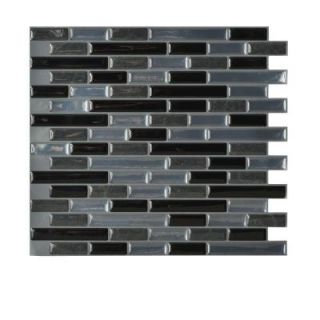 Smart Tiles Muretto Nero 10.20 in. x 9.10 in. Peel and Stick Decorative Wall Tile Backsplash in Black, Charcoal Marble, Medium Grey SM1039 1