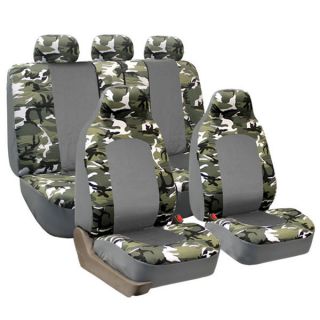 FH Group Light Grey Camouflage Airbag safe Car Seat Covers (Full Set
