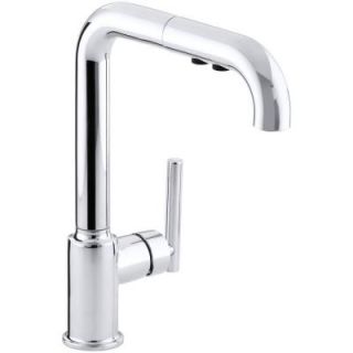 KOHLER Purist Single Handle Pull Out Sprayer Kitchen Faucet in Polished Chrome K 7505 CP