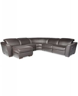 Alessandro Leather Power Motion Sectional, 5 Piece 126W x 126D x 32