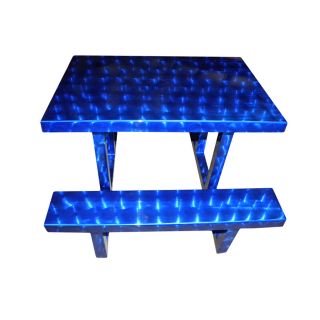 Ofab Blue Translucent Cast Aluminum Rectangle Picnic Table