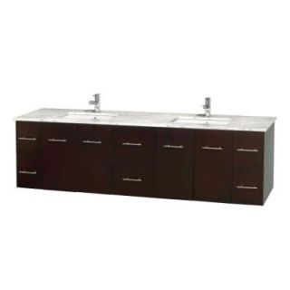 Wyndham Collection Centra 80 in. Double Vanity in Espresso with Marble Vanity Top in Carrara White and Under Mount Sinks WCVW00980DESCMUNSMXX