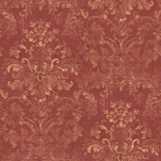 The Wallpaper Company 56 sq. ft. Red Floral Damask Watercolor Wallpaper DISCONTINUED WC1281177