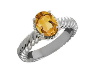 1.15 Ct Oval Yellow Citrine 925 Sterling Silver Ring