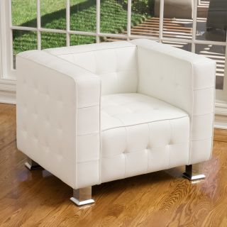 Christopher Knight Home McQueen White Leather Tufted Club Chair