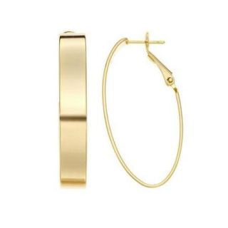 Isla Simone Women's Goldtone or Silvertone Oval Hoop Earrings Gold Plated