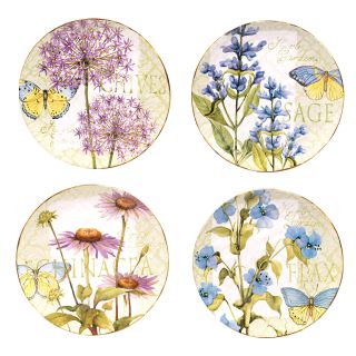 Hand painted Herb Garden 11 inch Assorted Ceramic Dinner Plates (Set