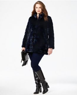 Laundry by Shelli Segal Plus Size Ribbed Faux Fur Coat