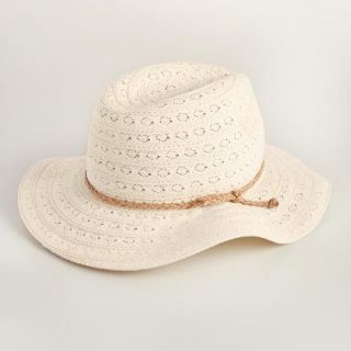 Ivory Crochet Fedora with Tie