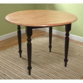 Round Drop Leaf Dining Table, Black/Natural