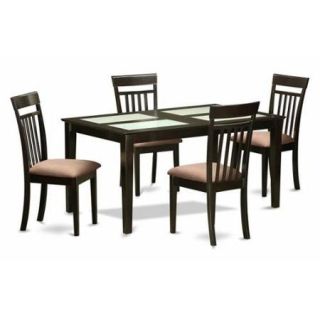 East West Furniture CAP5G CAP C 5 Piece Dining Room Table Set  Glass Top Table and 4 Dining Chairs