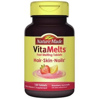 Nature Made VitaMelts Strawberry Lemonade Hair, Skin and Nails Dietary Supplement Tablets, 130 count
