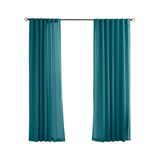 Solaris Canvas Solid 108 in Teal Polyester Back Tab Light Filtering Single Curtain Panel